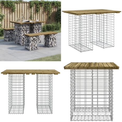 Tavolo da giardino in gabbione design 100x70x72 cm in legno di pino impregnato - Tavolo da patio - Tavolo in legno impregnato