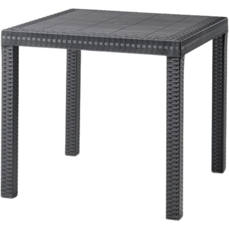 Tavolo da giardino in plastica quadrato Dallas effetto Rattan
