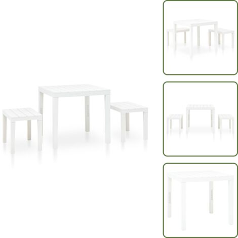 Tavolo da giardino in plastica - vidaXL Tavolo da Giardino con 2 Panche in Plastica Bianco - Panchine in plastica