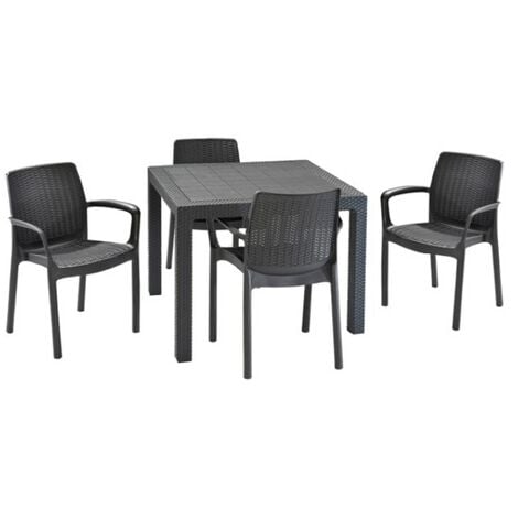 TAVOLO DA GIARDINO IN RESINA ANTIURTO EFFETTO POLIRATTAN MELODY CM. 94X94X74H
