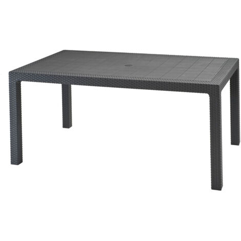 Tavolo da Giardino Keter Melody 160,5x94,5x74,5 cm Effetto Rattan e Legno Grafite