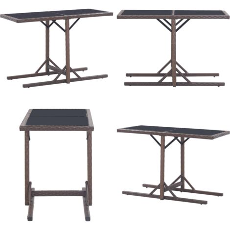 Tavolo da Giardino Marrone 110x53x72 cm in Vetro e Polyrattan - Tavolo in vetro - Tavolo in rattan