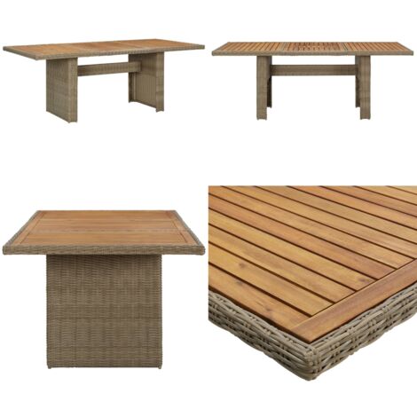 Tavolo da Giardino Marrone 200x100x74 cm in Polyrattan - Tavolo da pranzo esterno - Rattan PE