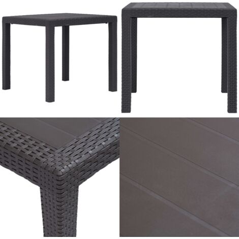 Tavolo da Giardino Marrone 79x79x72 cm in Plastica Stile Rattan - Tavolo in plastica - Tavolo in rattan