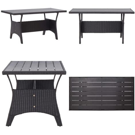 Tavolo da Giardino Nero 120x70x66 cm in Polyrattan - Tavolo da pranzo all'aperto - Tavolo in rattan