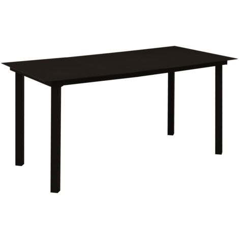 Tavolo da Giardino Nero 150x80x74 cm in Acciaio e Vetro vidaXL