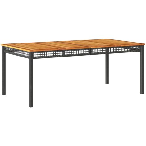 Tavolo da Giardino Nero 180x90x75 cm Polyrattan e Legno Acacia vidaXL