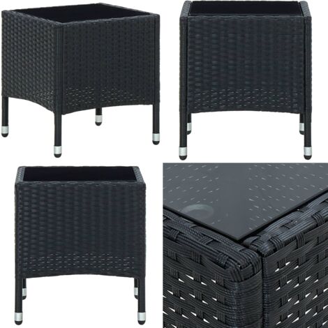 Tavolo da Giardino Nero 40x40x45 cm in Polyrattan - Tavolo da patio - Rattan