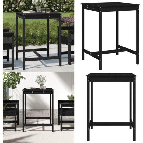 Tavolo da Giardino Nero 82,5x82,5x110cm Legno Massello di Pino - Tavolo da patio - Tavolo in legno