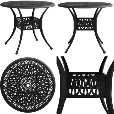 Tavolo da Giardino Nero 90x90x74 cm in Alluminio Pressofuso - Tavolo da patio - Tavolo in alluminio