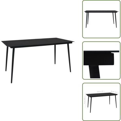 Tavolo da giardino nero - vidaXL Tavolo da Giardino Nero 150x80x74 cm in Acciaio e Vetro - Tavolo esterno resistente