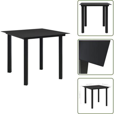Tavolo da giardino nero - vidaXL Tavolo da Giardino Nero 80x80x74 cm in Acciaio e Vetro - Tavolo esterno resistente