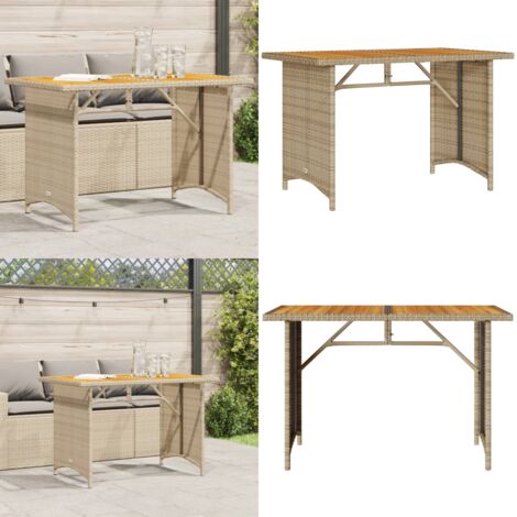 Tavolo da Giardino Piano in Legno Beige 110x68x70 cm Polyrattan - Tavolo in legno - Rattan sintetico