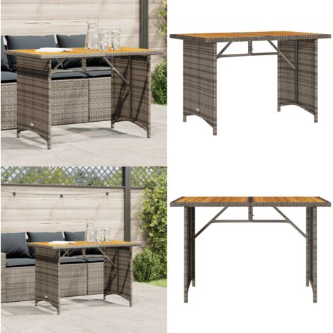 Tavolo da Giardino Piano in Legno Grigio 110x68x70cm Polyrattan - Tavolo in legno - Rattan sintetico