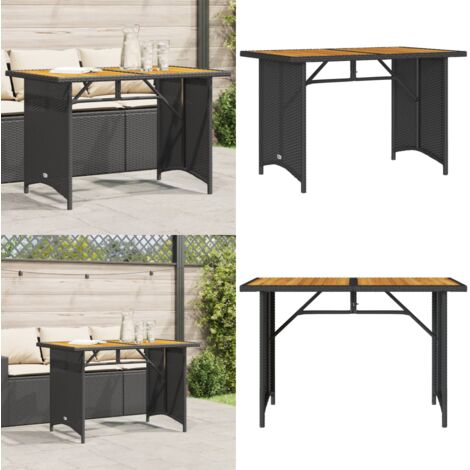 Tavolo da Giardino Piano in Legno Nero 110x68x70 cm Polyrattan - Tavolo in legno - Tavolo da esterno