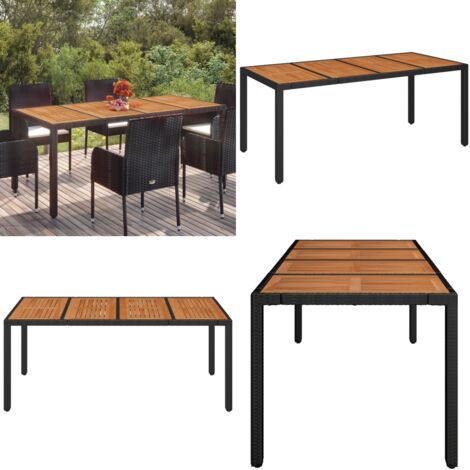 Tavolo da Giardino Piano in Legno Nero 190x90x75 cm Polyrattan - Tavolo in legno - Tavolo da esterno