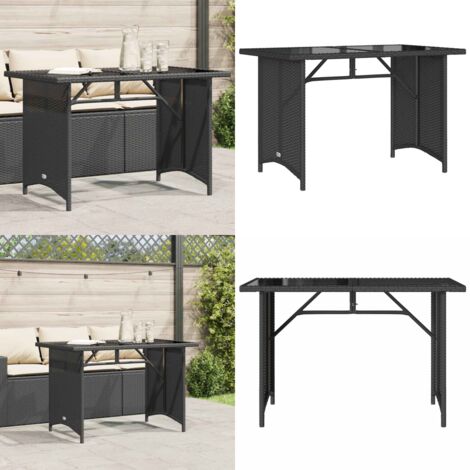 Tavolo da Giardino Piano in Vetro Nero 110x68x70 cm Polyrattan - Tavolo in vetro - Rattan PE