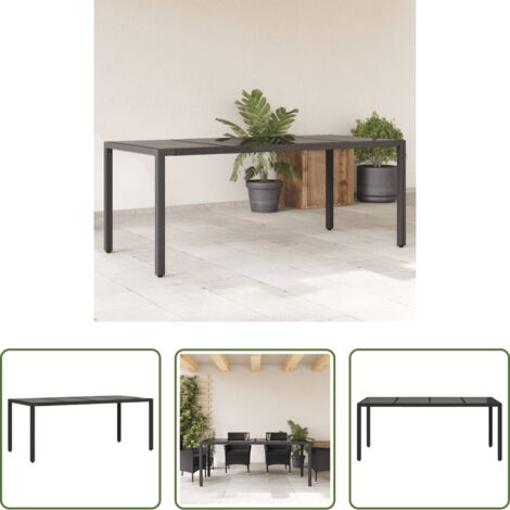 Tavolo da giardino piano -  Tavolo da Giardino Piano in Vetro Nero 190x90x75 cm Polyrattan