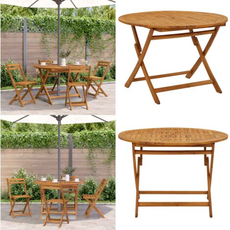 Tavolo da Giardino Pieghevole 110 cm in Massello d'Acacia - Tavolo in legno - Tavolo pieghevole