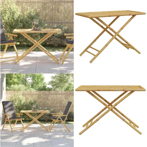 Tavolo da Giardino Pieghevole 110x55x75 cm in Bambù - Tavolo in bambù - Tavolo pieghevole
