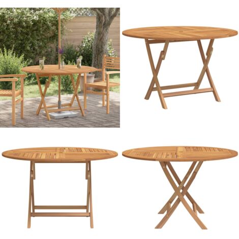 Tavolo da Giardino Pieghevole Ø110x75 cm Legno Massello di Teak - Tavolo pieghevole - Legno teak