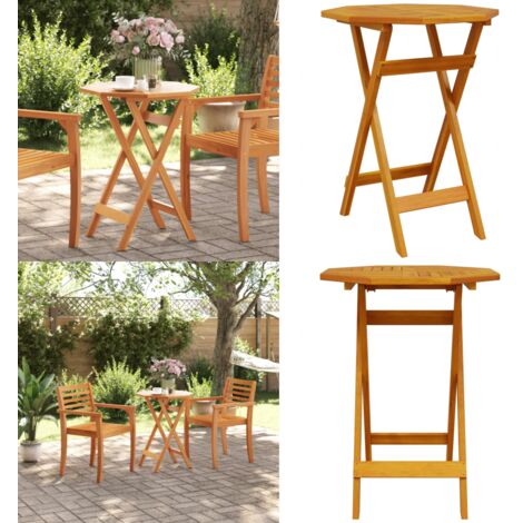 Tavolo da Giardino Pieghevole Ø60x75cm Legno Massello di Acacia - Tavolo in legno acacia - Tavolo da giardino con doghe
