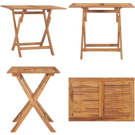 Tavolo da Giardino Pieghevole 90x60x75 cm in Massello di Teak - Tavolo in teak - Tavolo pieghevole
