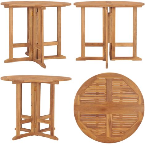 Tavolo da Giardino Pieghevole Ø90x75 cm in Massello di Teak - Tavolo pieghevole - Legno teak