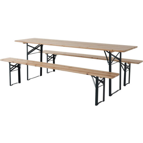 Tavolo da giardino pieghevole da brasserie con 2 panche "Lisbona" - 218 x 59,5 x 75 cm - Marrone