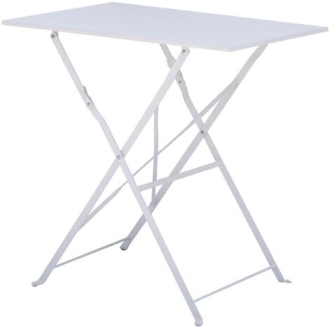 Tavolo da Giardino Pieghevole Salvaspazio Rettangolare 50 x 70 Centimetri, Colore Bianco