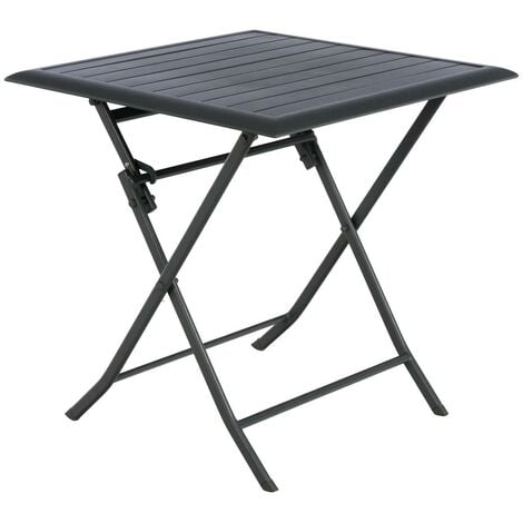 Tavolo da giardino quadrato pieghevole Azua graphite a 2 posti in alluminio trattato con polveri epossidiche - Hespéride