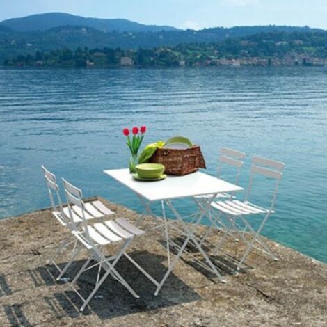 Tavolo da giardino rettangolare in ferro colorato Bistrò 110 x 70 cm  Tortora