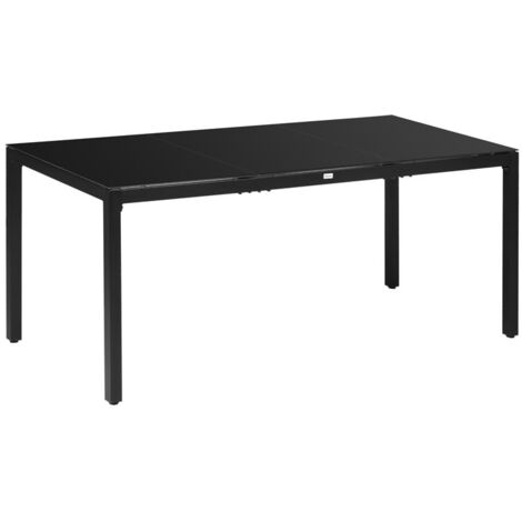 TAVOLO DA GIARDINO RETTANGOLARE PER 8 PERSONE IN VETRO 180 X 80 X 72CM NERO