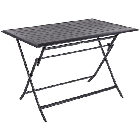 Tavolo da giardino rettangolare pieghevole Azua graphite a 4 posti in alluminio trattato con polveri epossidiche - Hespéride