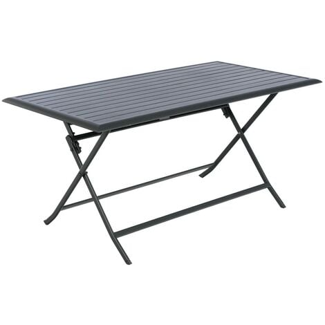 HESPERIDE Tavolo da giardino rettangolare pieghevole azua graphite a 6 posti in alluminio trattato con polveri epossidiche - alluminio, dimensioni l. 150 x p. 80 x h. 71 cm - Hespéride