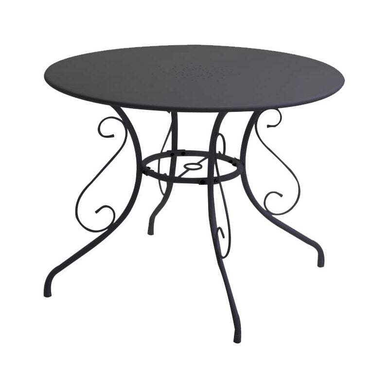 Tavolo Da Giardino Rotondo Ø95cm In Metallo Adami Old Tavolo tondo da giardino in ferro color grigio antracite