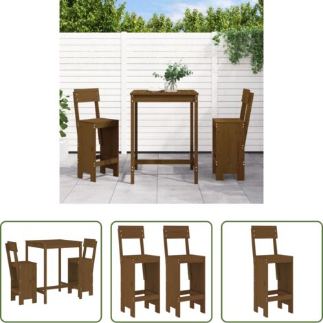 Tavolo da giardino -  Set Bar da Giardino 3 pz ambra in Legno Massello di Pino