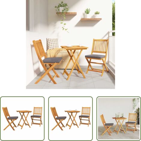 Tavolo da giardino -  Set Bistro da Giardino 3 pcs Marrone Legno di Acacia Massello
