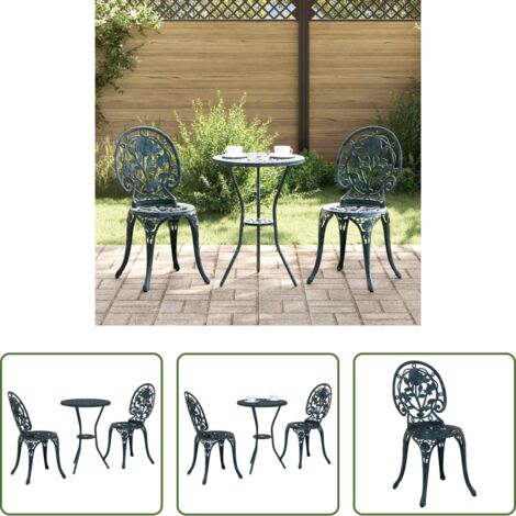 Tavolo da giardino -  Set Bistro da Giardino 3 pcs Verde Alluminio