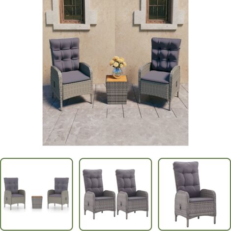 Tavolo da giardino -  Set da Bistrot 3 pz in Polyrattan e Legno Acacia Grigio