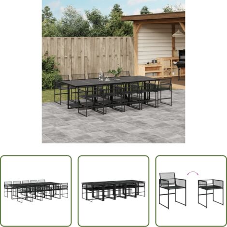 Tavolo da giardino -  Set da Pranzo da Giardino 11 pz in Polyrattan Nero