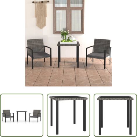 Tavolo da giardino -  Set da Pranzo da Giardino 3 pz in Polyrattan Grigio