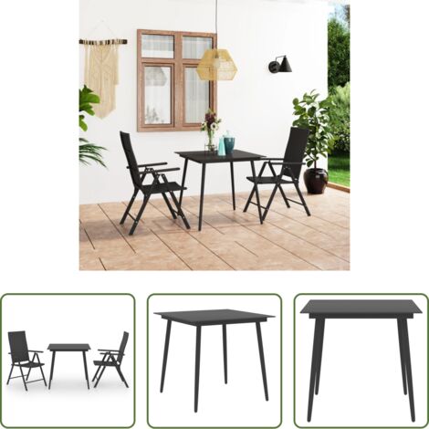 Tavolo da giardino -  Set da Pranzo da Giardino 3 pz Nero