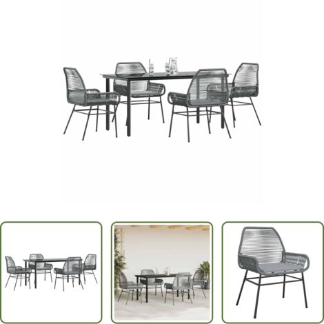 Tavolo da giardino -  Set da Pranzo da Giardino 5 pz con Cuscini Polyrattan Vetro
