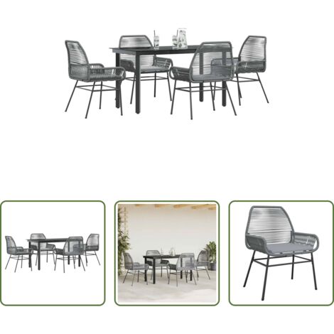 Tavolo da giardino -  Set da Pranzo da Giardino 5 pz con Cuscini Polyrattan Vetro