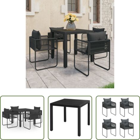 Tavolo da giardino -  Set da Pranzo da Giardino 5 pz in Rattan PVC Nero