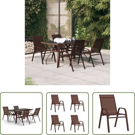 Tavolo da giardino -  Set da Pranzo da Giardino 5 pz Marrone e Nero