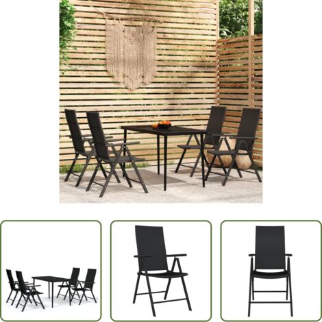 Tavolo da giardino -  Set da Pranzo da Giardino 5 pz Nero