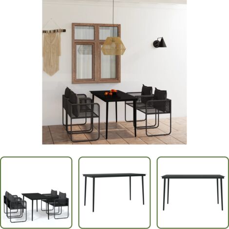 Tavolo da giardino -  Set da Pranzo da Giardino 5 pz Nero