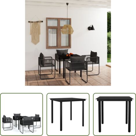 Tavolo da giardino -  Set da Pranzo da Giardino 5 pz Nero